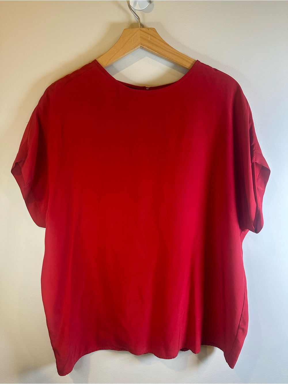 Vintage Carole Little 100% Silk Red Draped Blouse Top Size 10